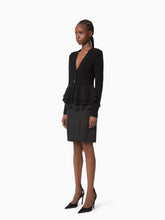 Load image into Gallery viewer, Wool Cardigan With Ruffled Peplum

