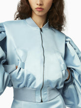 画像をギャラリービューアに読み込む, Satin cropped bomber in bluette - Nina Ricci
