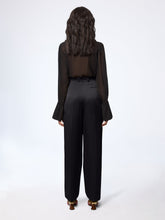 Charger l'image dans la galerie, Black Wide-Leg Crepe Satin Pants
