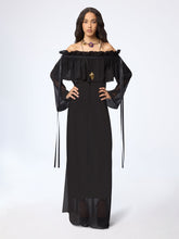 Load image into Gallery viewer, Black Long Silk Dress With Bow Details

