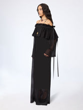 Load image into Gallery viewer, Black Long Silk Dress With Bow Details
