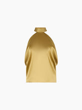 Load image into Gallery viewer, Gold Halterneck Silk Satin Top
