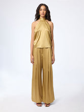 Load image into Gallery viewer, Gold Halterneck Silk Satin Top
