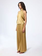 Load image into Gallery viewer, Gold Halterneck Silk Satin Top
