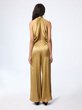 Load image into Gallery viewer, Gold Halterneck Silk Satin Top
