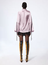 Charger l'image dans la galerie, Mauve Silk Satin Shirt With Bow Details
