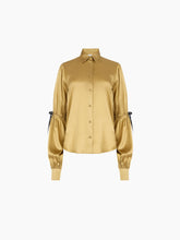 画像をギャラリービューアに読み込む, Gold Silk Satin Shirt With Bow Details
