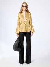 画像をギャラリービューアに読み込む, Gold Silk Satin Shirt With Bow Details
