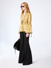 画像をギャラリービューアに読み込む, Gold Silk Satin Shirt With Bow Details
