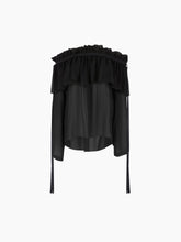 Charger l'image dans la galerie, Black Boat Neck Silk Top With Bow Details
