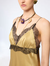 Load image into Gallery viewer, Gold V-Neck Silk Satin Top
