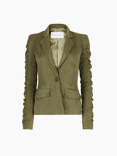 Charger l'image dans la galerie, Crinkled Cotton Blazer With Ruffled Sleeves
