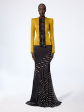 Load image into Gallery viewer, Mustard Crepe Satin Jacket With Front Pleat
