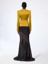 Load image into Gallery viewer, Mustard Crepe Satin Jacket With Front Pleat
