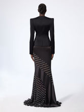 画像をギャラリービューアに読み込む, Black Crepe Satin Jacket With Front Pleat
