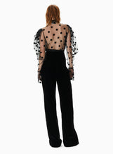 Load image into Gallery viewer, Tie-neck Polka-dot Tulle Shirt
