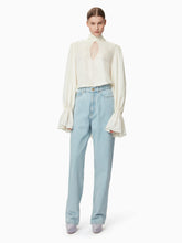 Load image into Gallery viewer, LEOPARD-JACQUARD CUT-OUT BLOUSE
