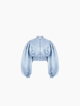 画像をギャラリービューアに読み込む, Satin cropped bomber in bluette - Nina Ricci
