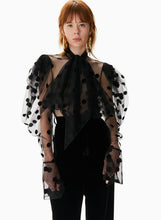Load image into Gallery viewer, Tie-neck Polka-dot Tulle Shirt
